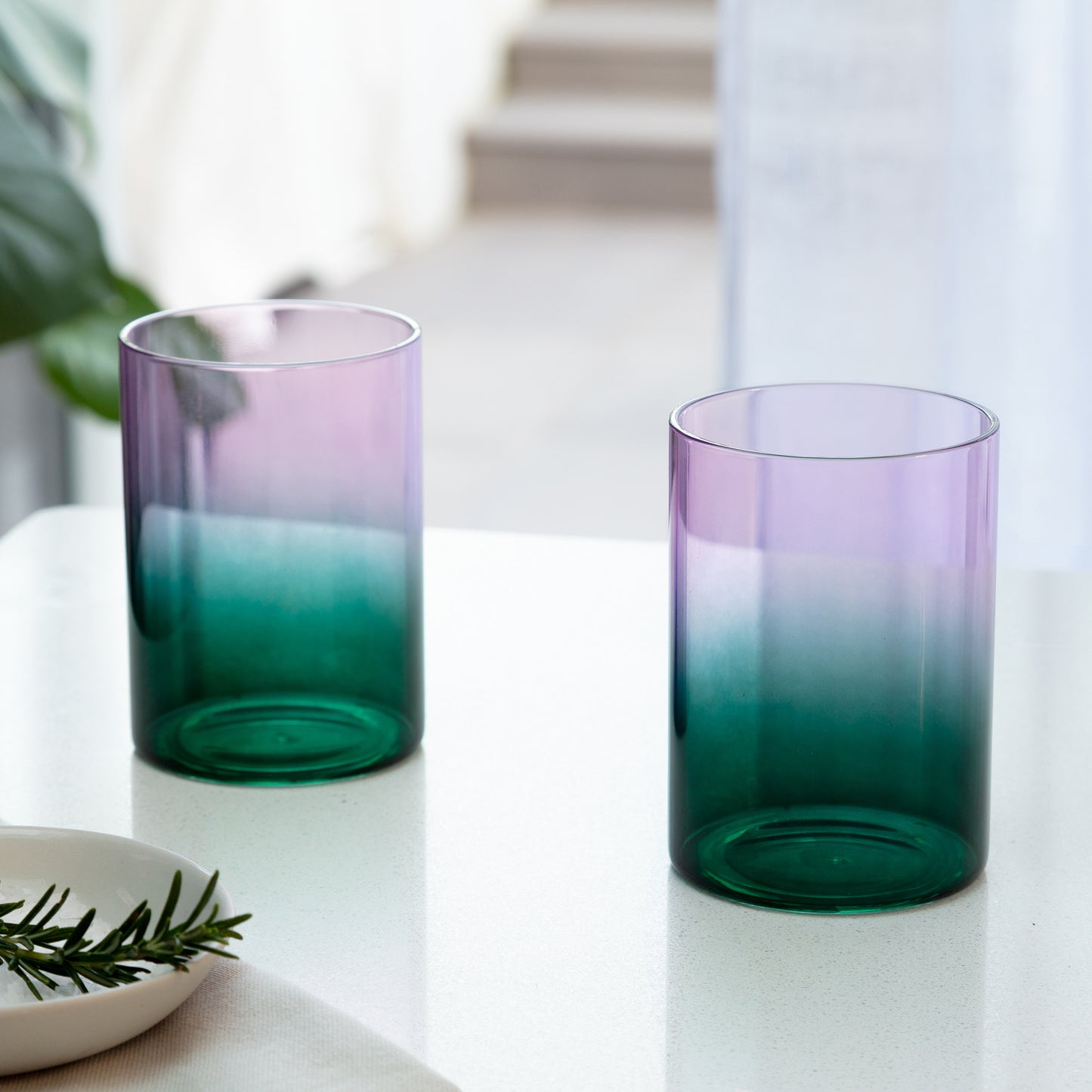 Gradient Glass - 3 Tone - Teal- Lilac - Amber
