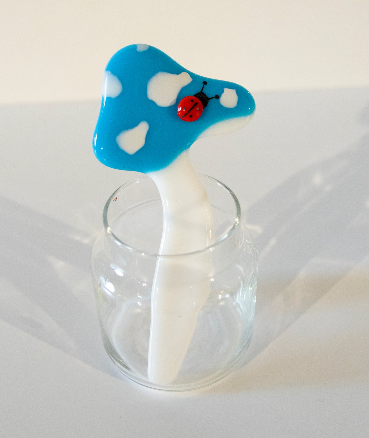 Fused Glass Plant Pot Pal - blue