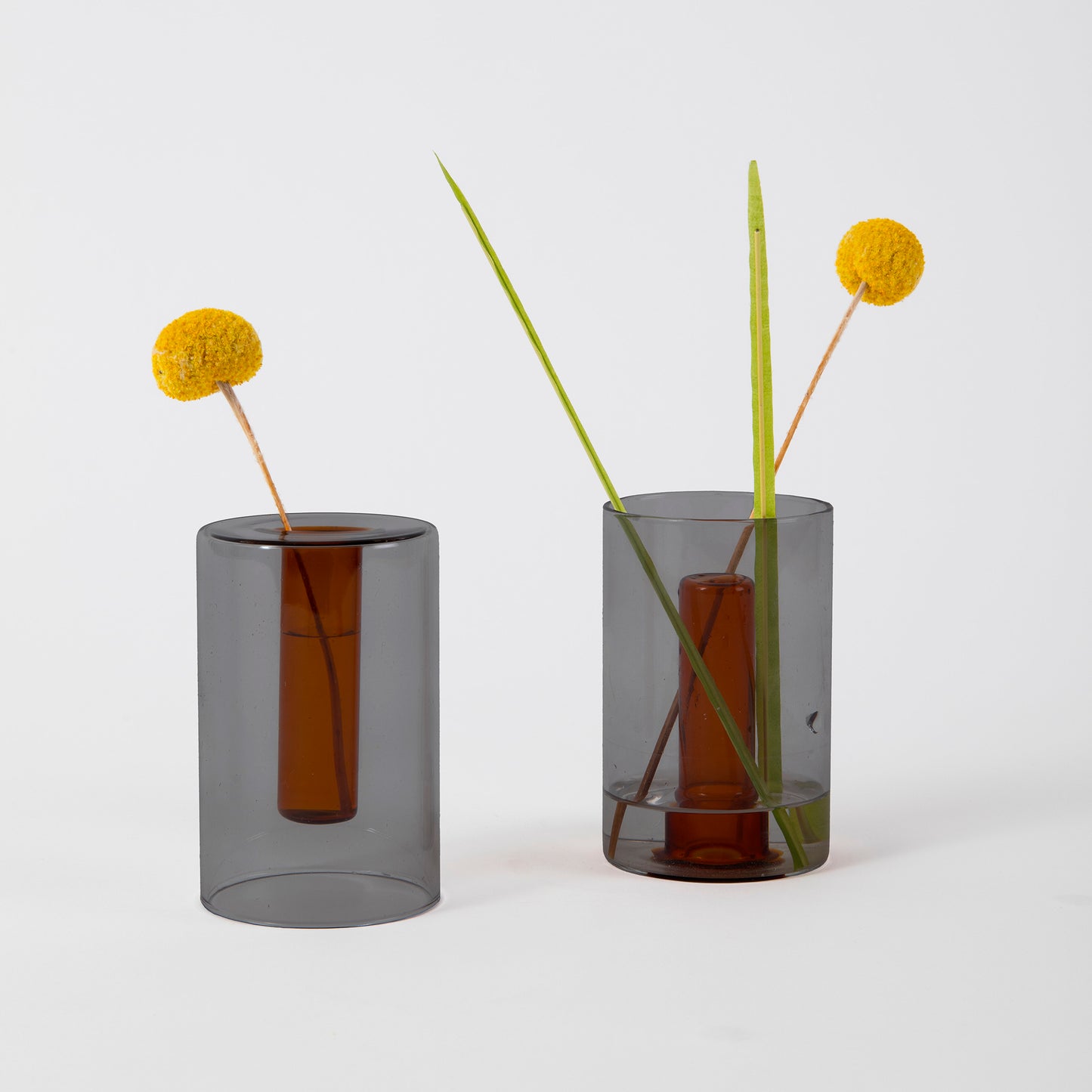 Reversible Glass Vase- Small - Smoke / Amber