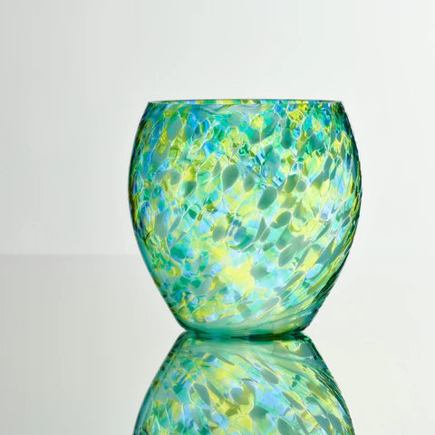 Glass Vase and Self-Watering Planter - blues and greens