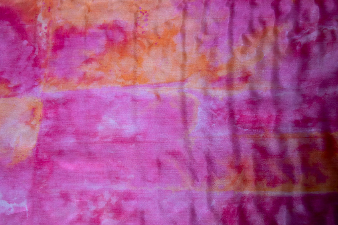 Hand Painted Silk Scarf in soft sunset colours - 100% Silk