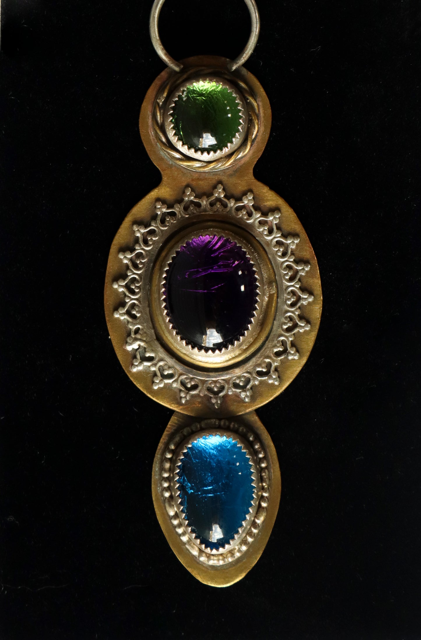 Green, Purple and Blue Pendant Necklace