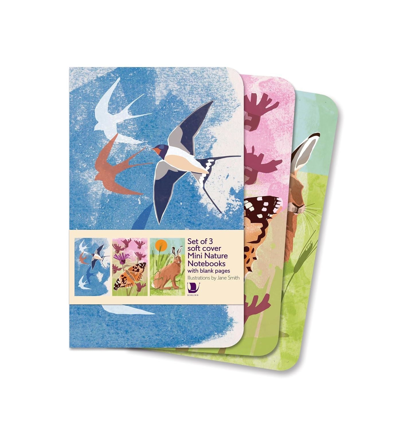 NATURE NOTEBOOKS MINI SET OF 3 (HARE/BUTTERFLY/SWALLOWS)
