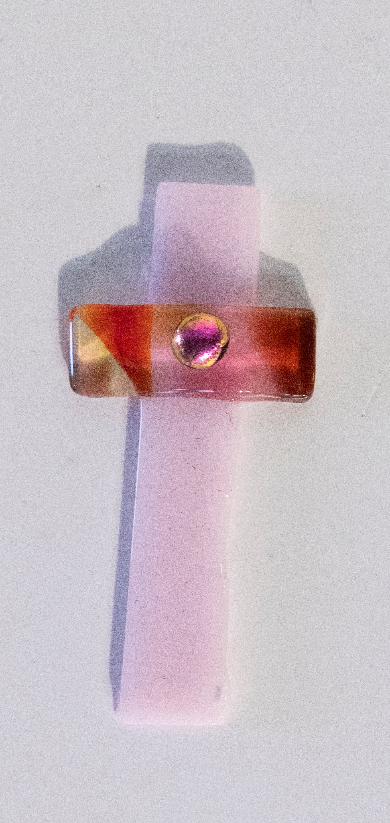 Fused Glass Holding Cross by Ann Benwell