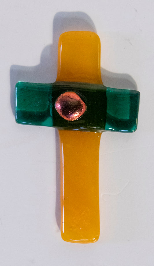 Fused Glass Holding Cross by Ann Benwell