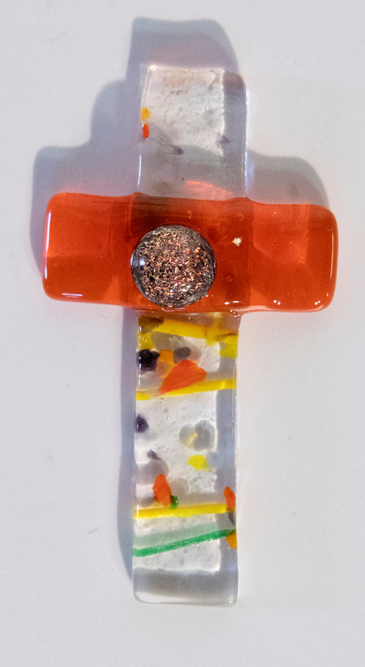 Fused Glass Holding Cross by Ann Benwell