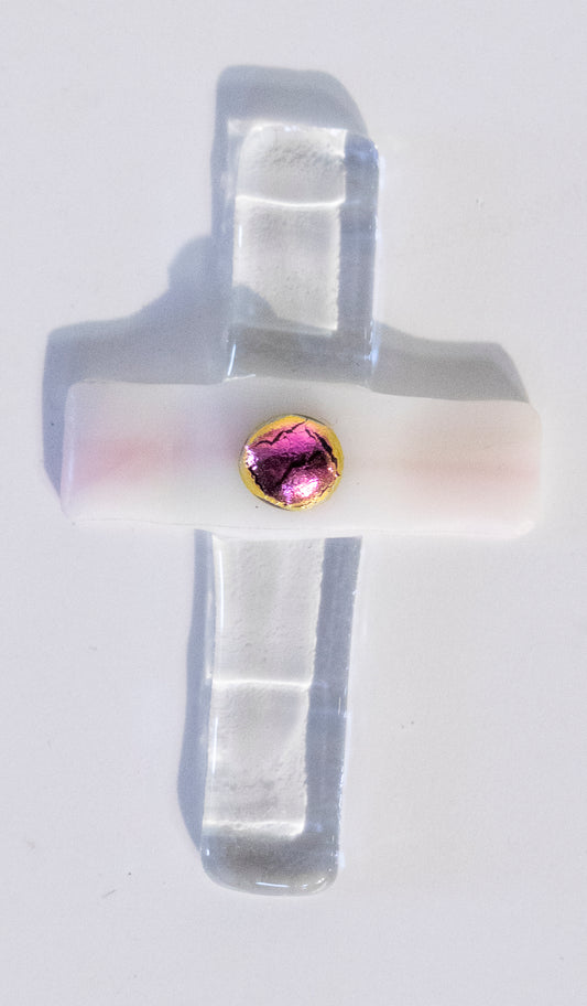 Fused Glass Holding Cross by Ann Benwell