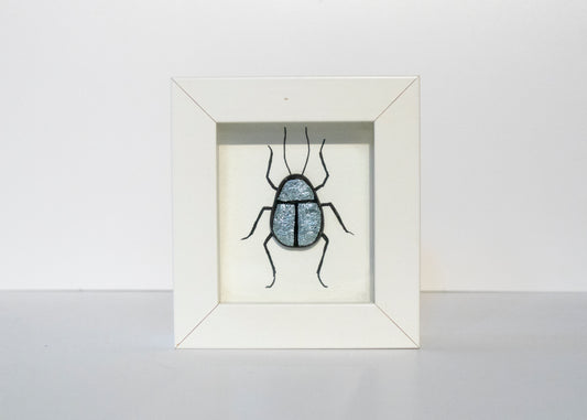 Fused Glass Beetle in Silver