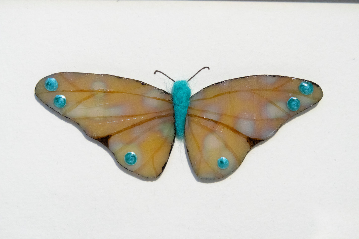 Glass Butterfly - leaf and turquoise