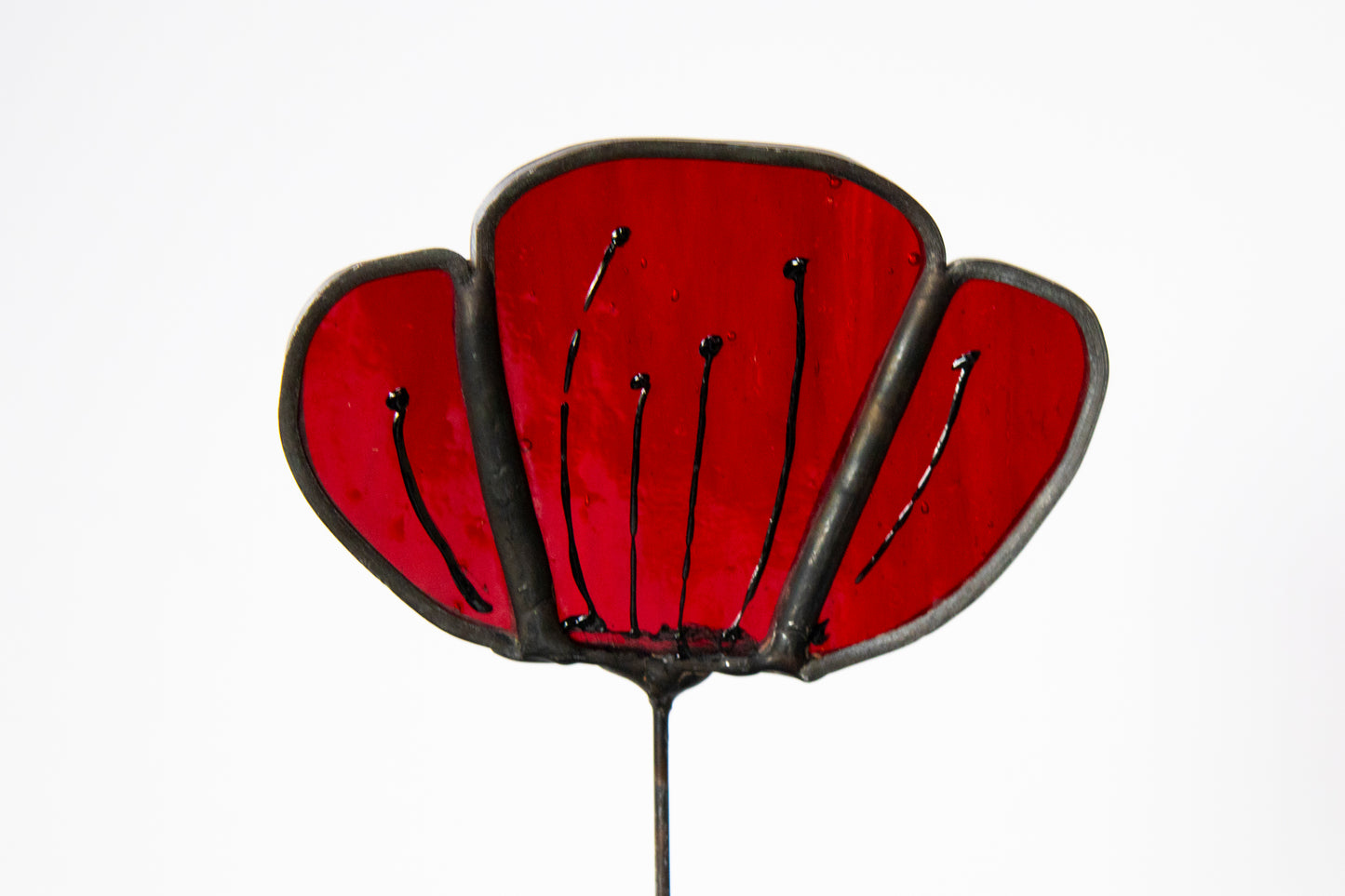 Clear Red Flower with Black Edge