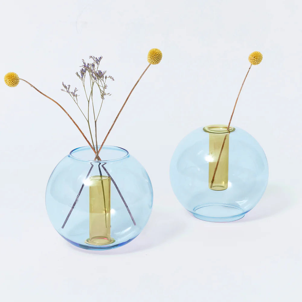 Bubble Vase - Med - Blue/Yellow