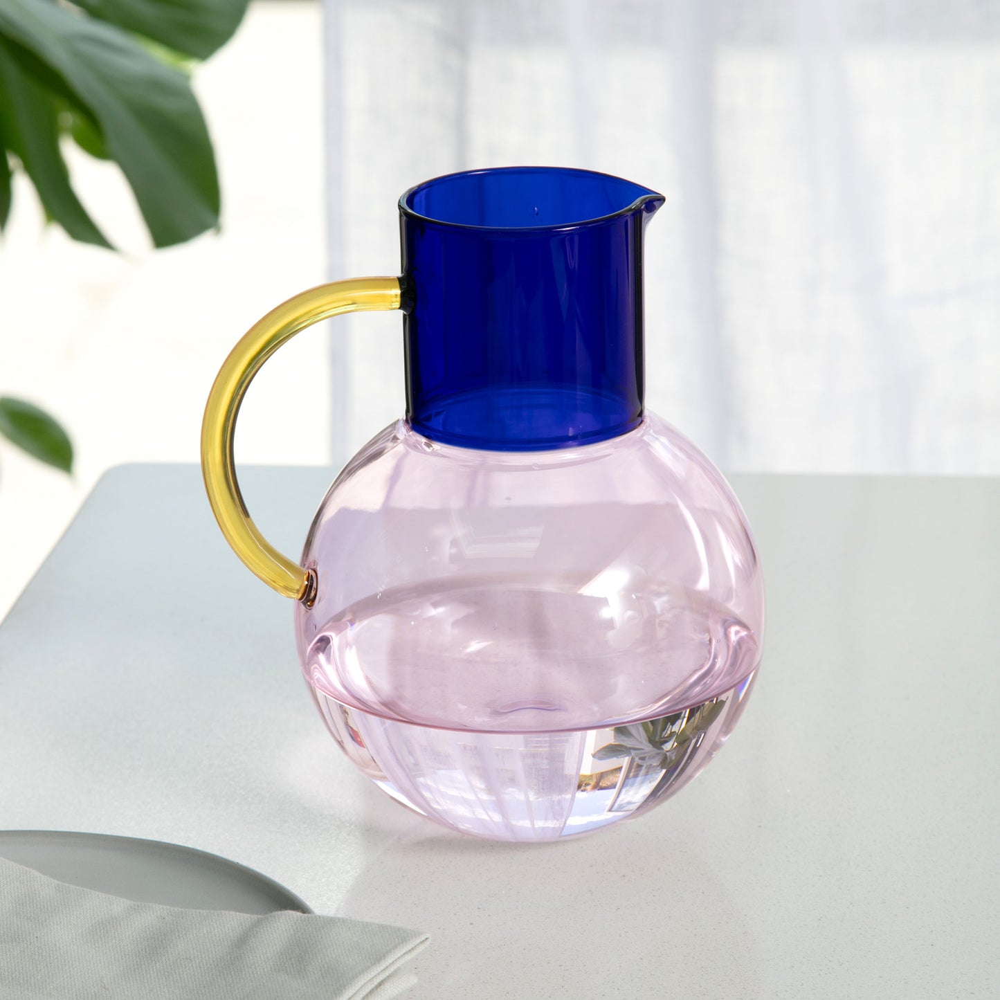 Pablo Glass Jug - Large - Pink Cobalt Yellow