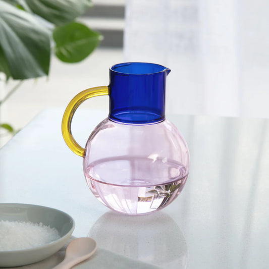 Pablo Glass Jug - Small - Pink Colbalt Yellow