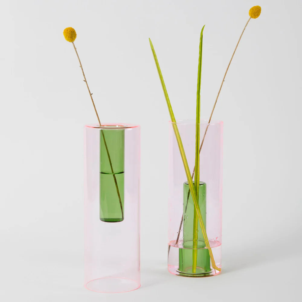 Reversible Glass Vase - Large - Pink/Green