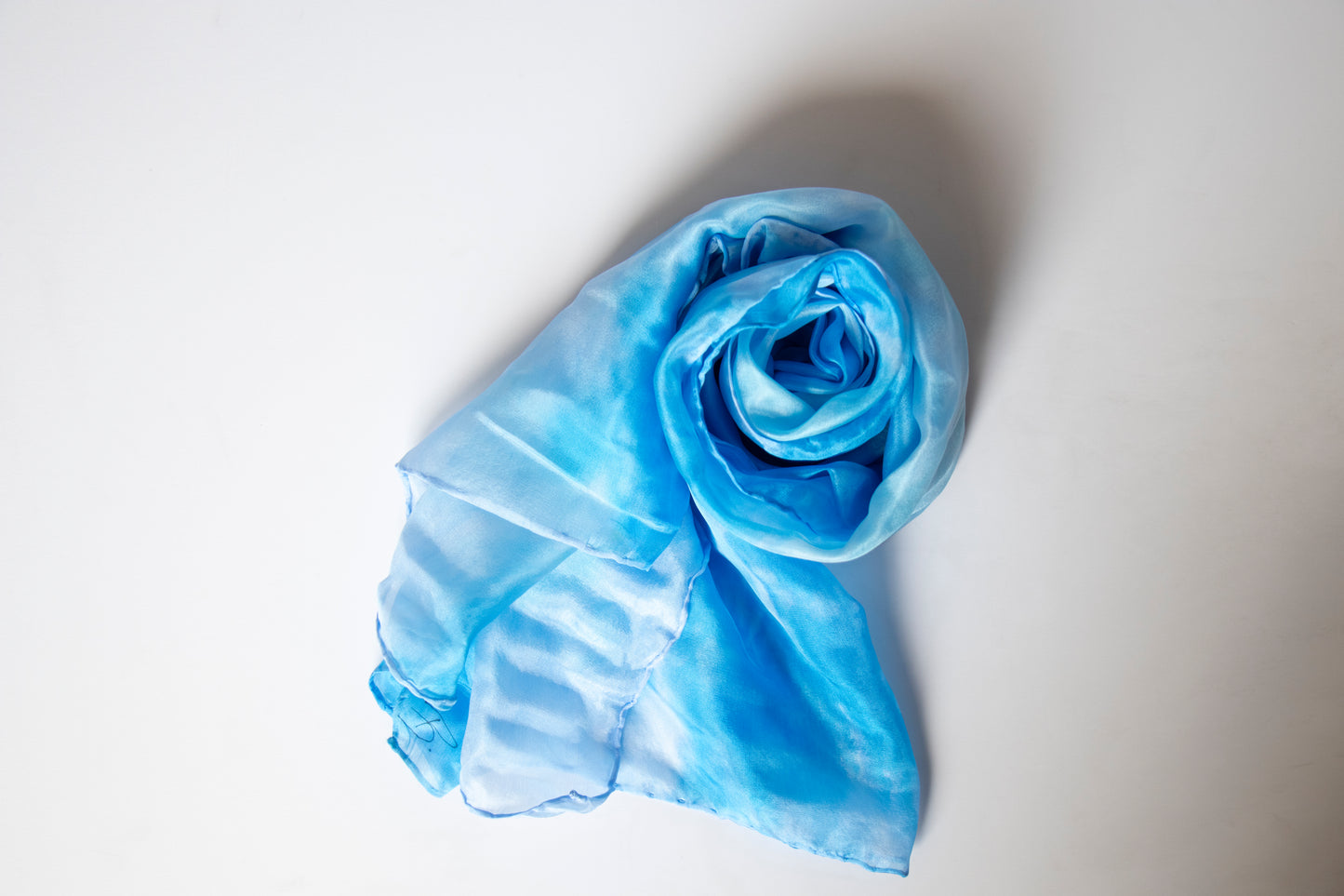 Hand Painted Silk Scarf in blue - 100% Silk