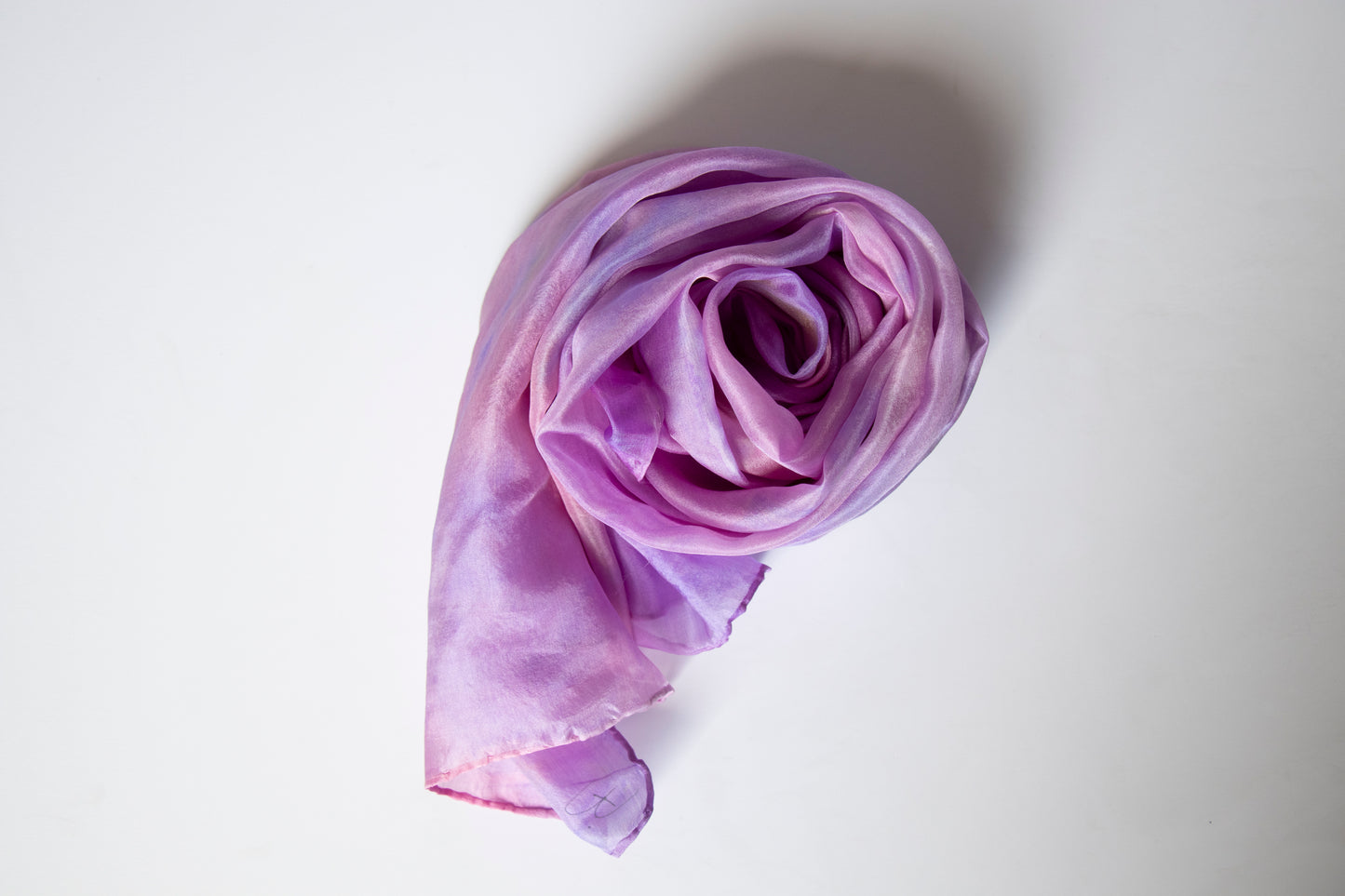 Hand Painted Silk Scarf in soft purple - 100% Silk