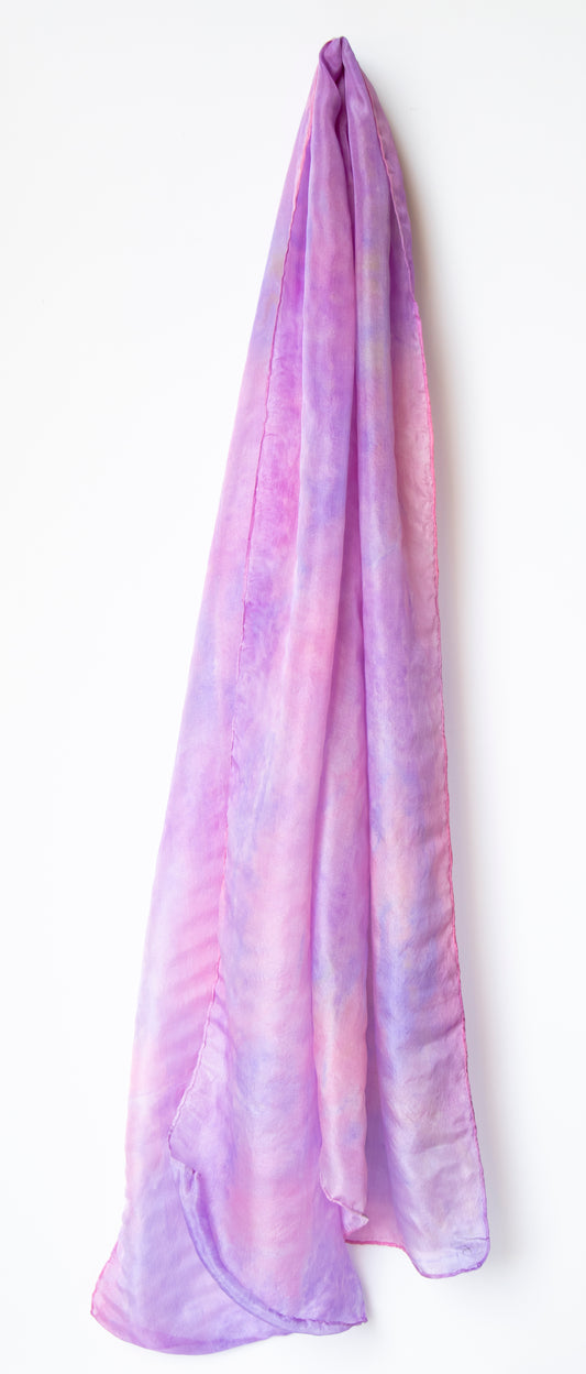 Hand Painted Silk Scarf in soft purple - 100% Silk