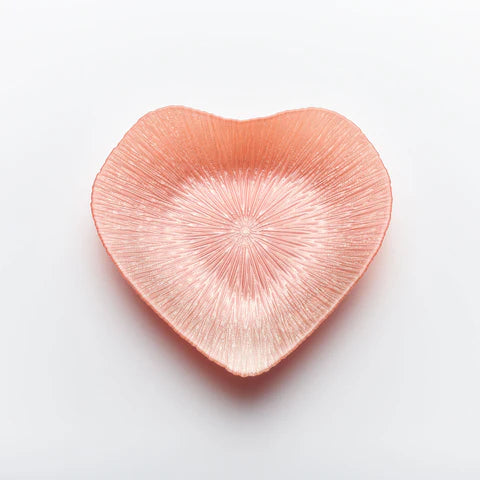 30cm Glass Bowl - Heart Design - Pink