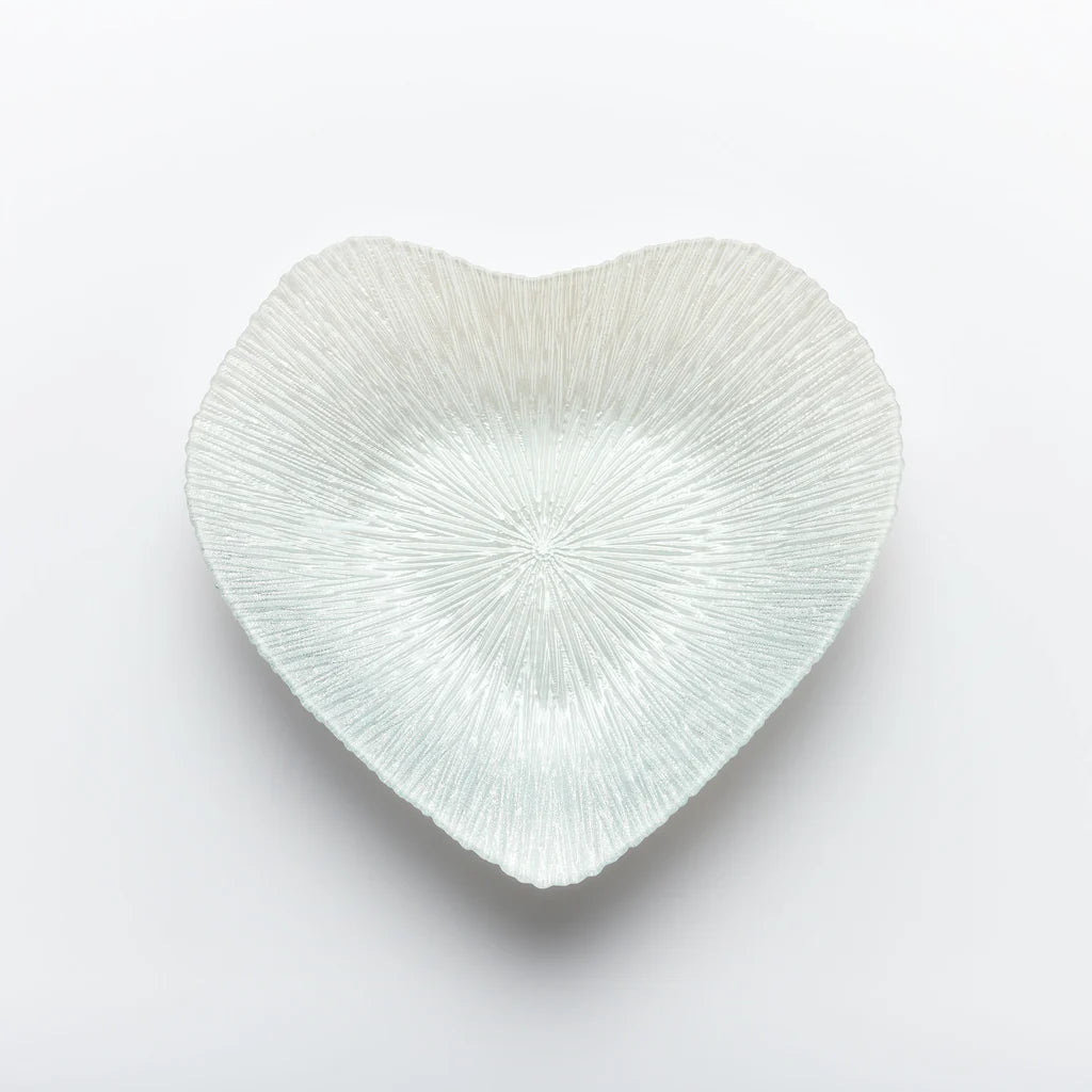 30CM GLASS BOWL - HEART DESIGN - SILVER