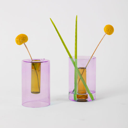Reversible Glass Vase- Small - Lilac / Peach