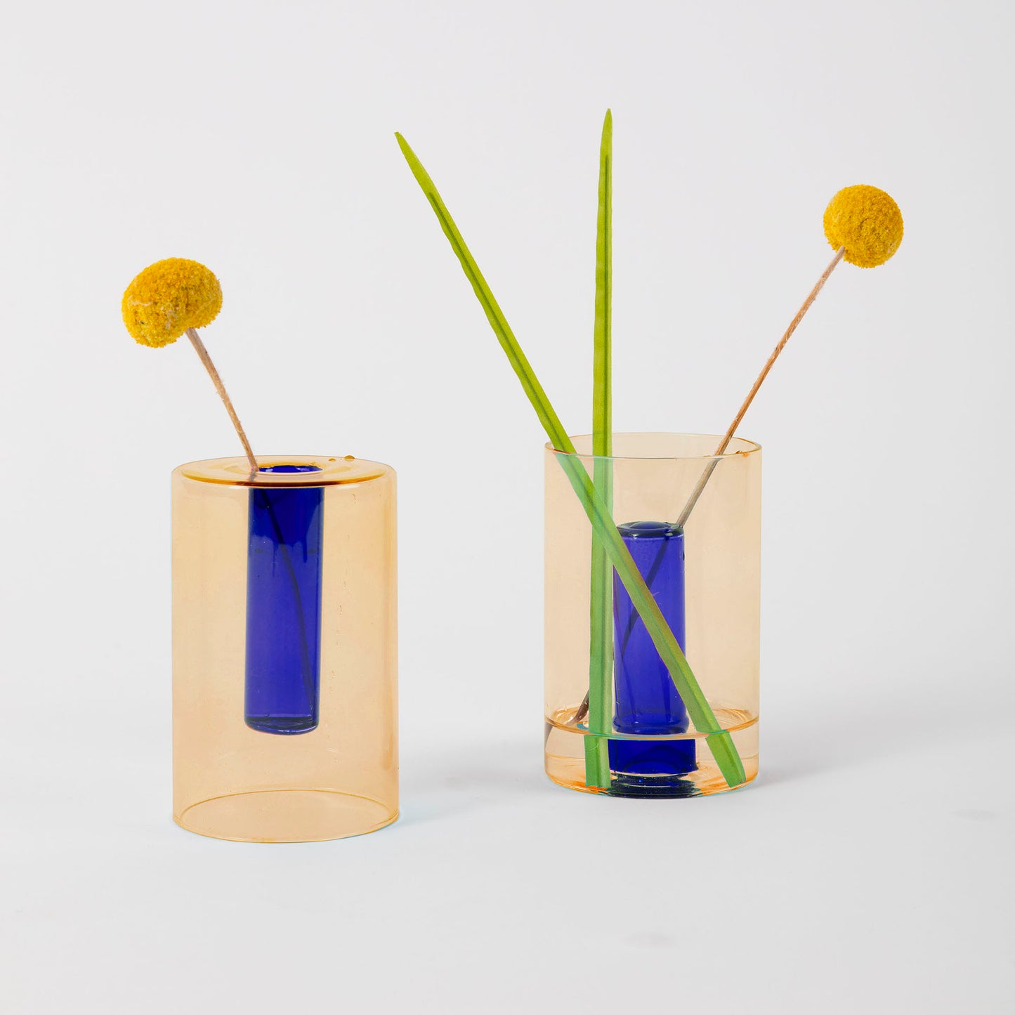 Reversible Glass Vase- Small - Peach / Cobalt