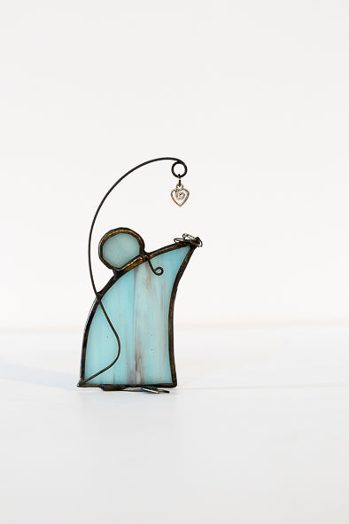 Mouse with Heart - Glass Suncatcher