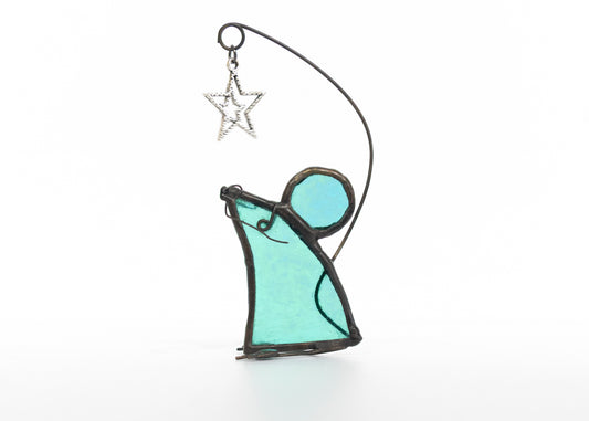 Mouse with Star - Glass Suncatcher