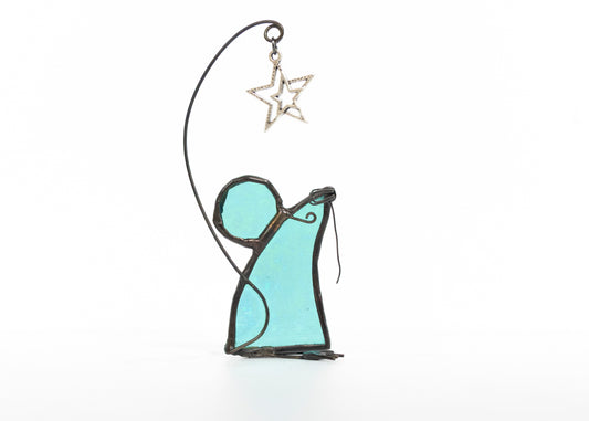 Mouse with Star - Glass Suncatcher