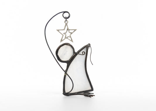 Mouse with Star - Glass Suncatcher