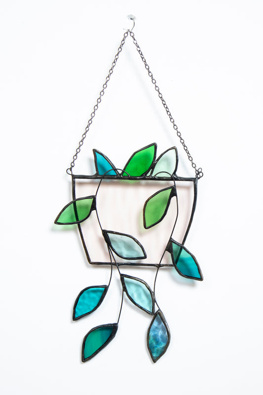 Large Hanging Basket- Glass Suncatcher