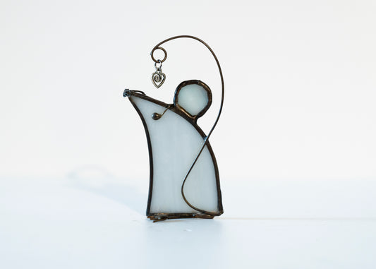 Mouse with Heart - Glass Suncatcher