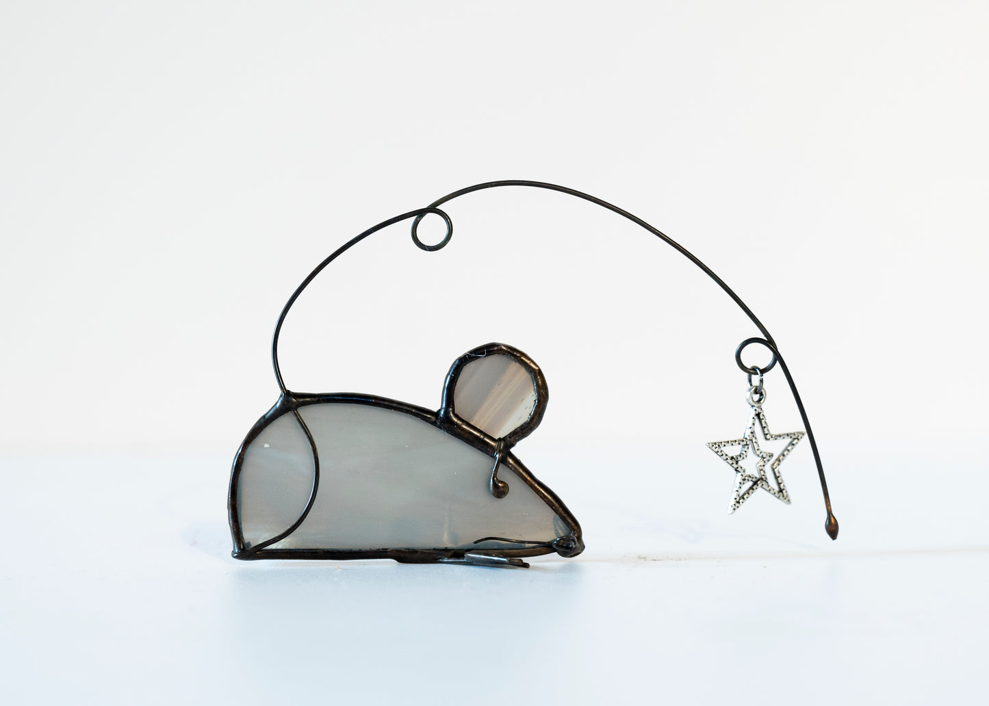 Mouse with Star - Glass Suncatcher