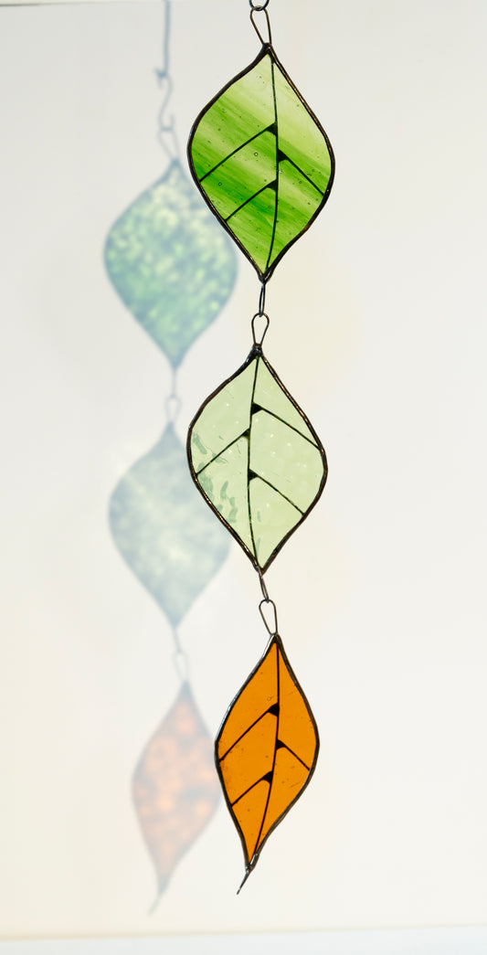 Three Leaves Glass Suncatcher - autumn