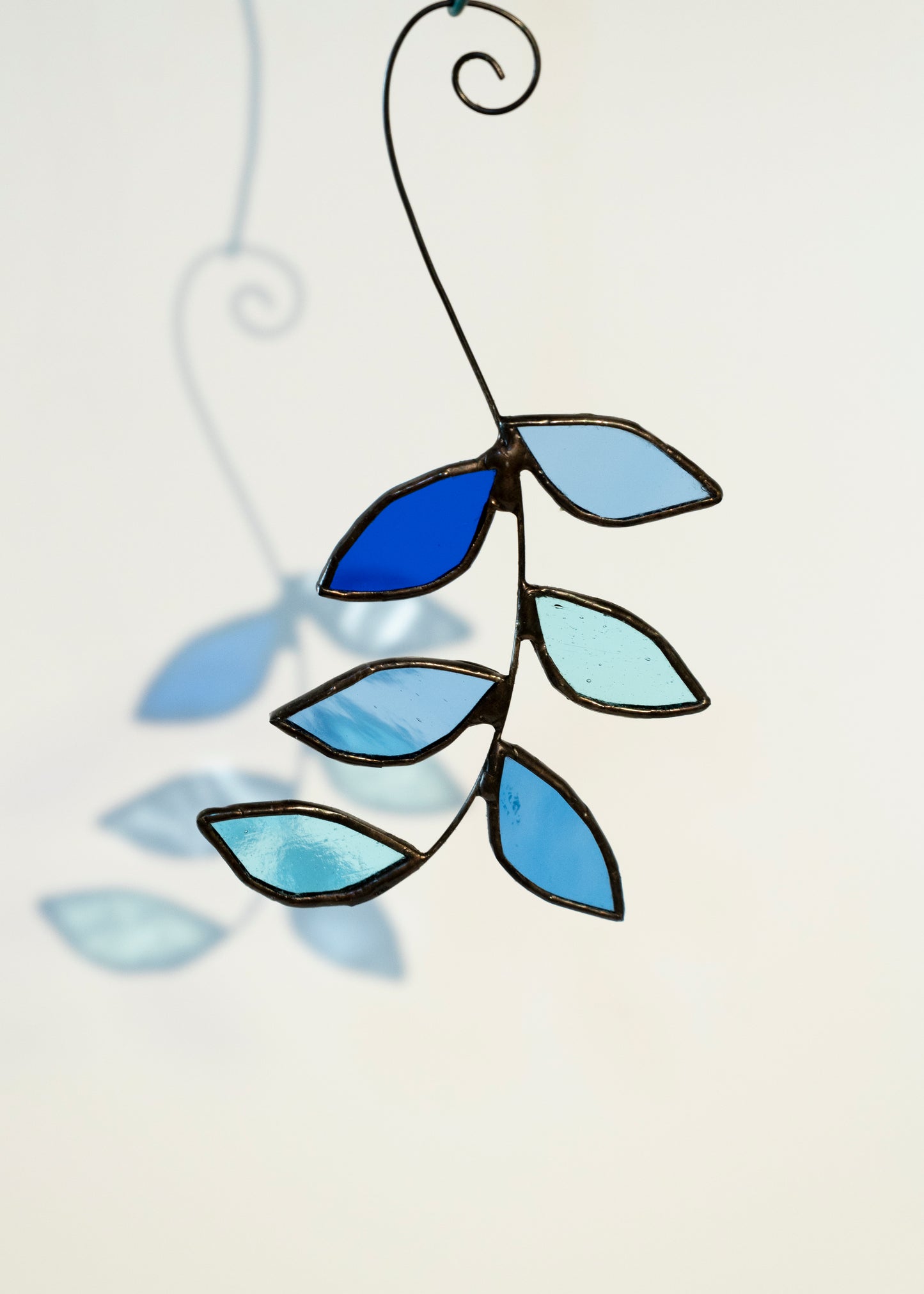 Six Leaves Glass Suncatcher - blues