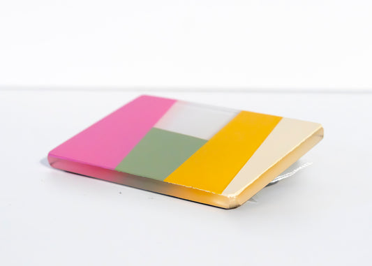 Glass Panel - cream, mustard, grey/green and pink