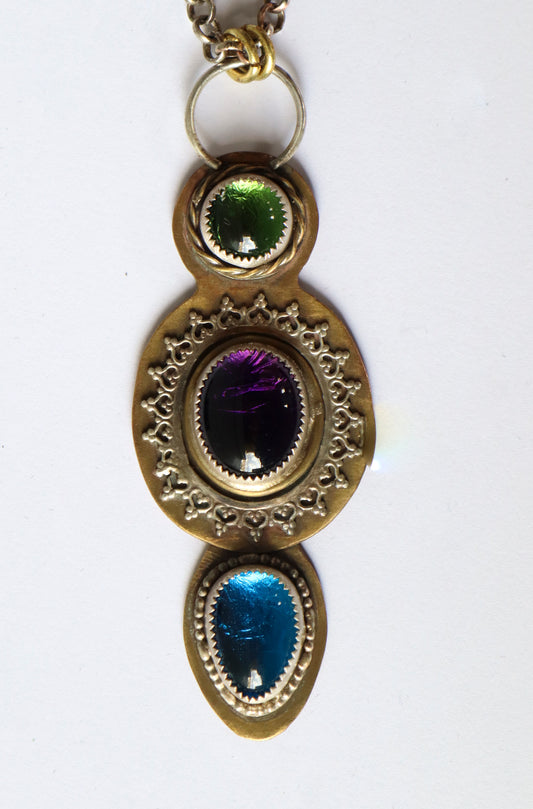 Green, Purple and Blue Pendant Necklace