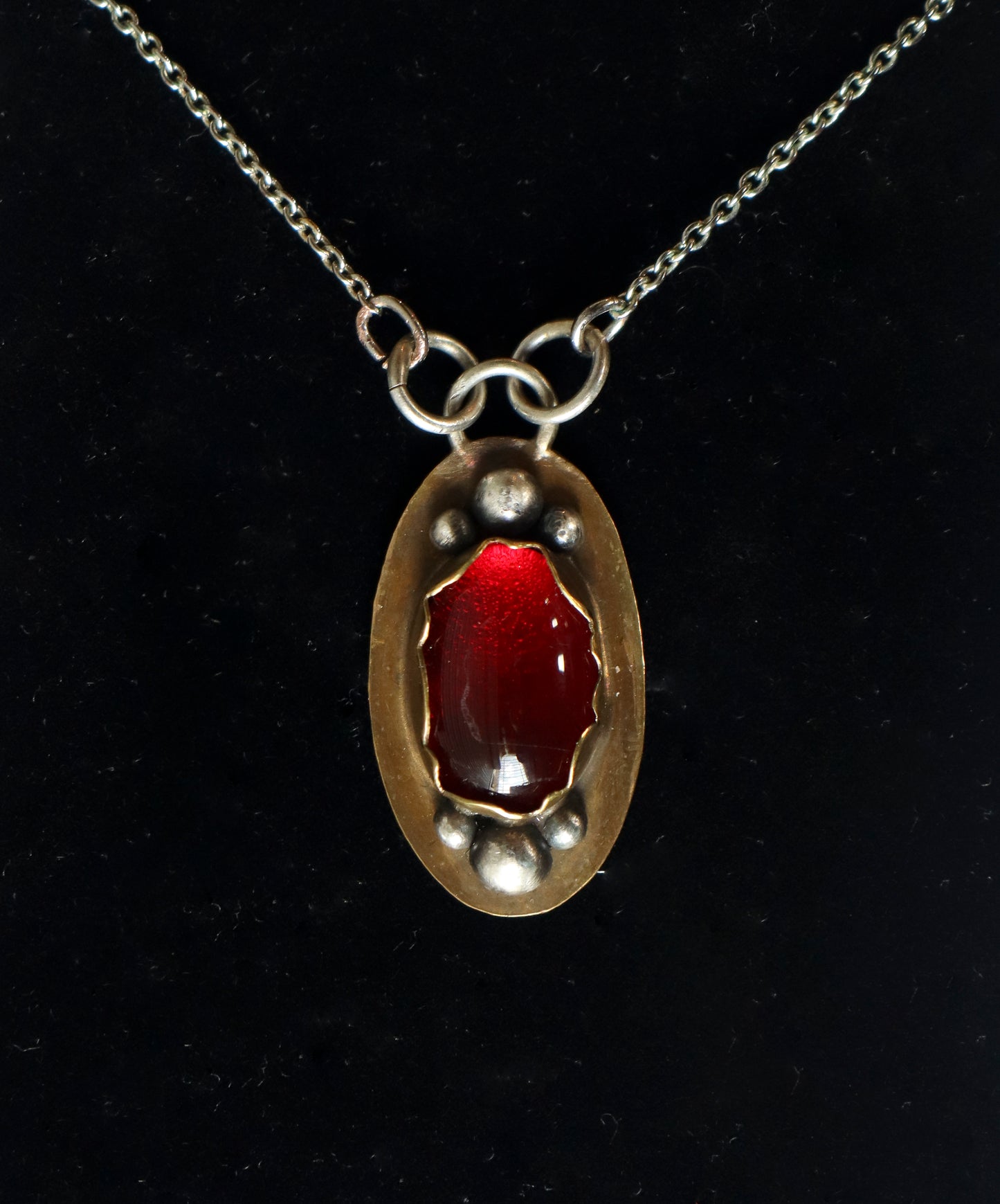 Red Oval Pendant Necklace