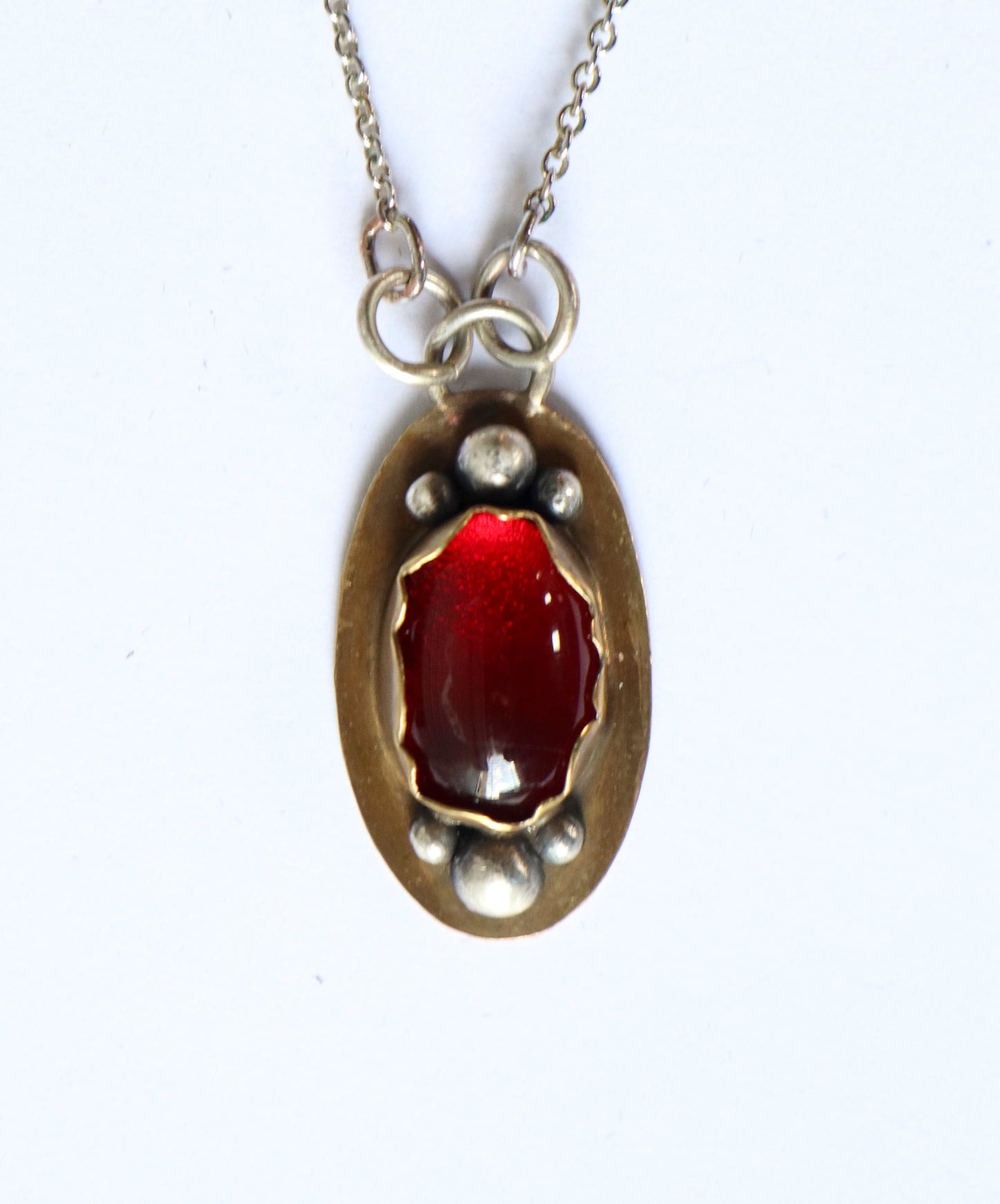 Red Oval Pendant Necklace