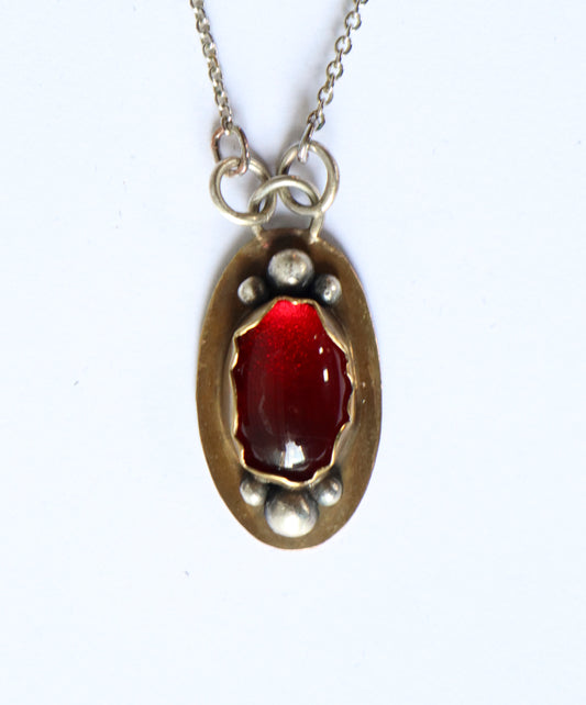 Red Oval Pendant Necklace