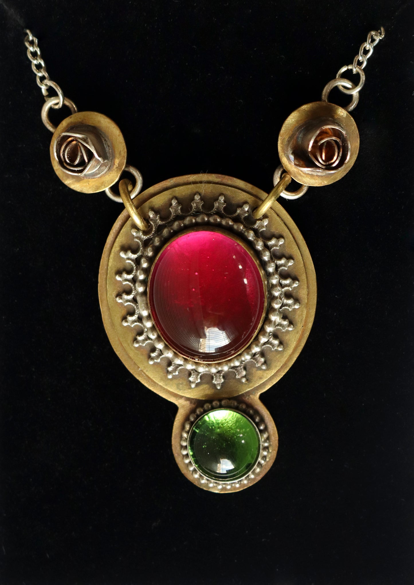 Pink and Green Pendant Necklace