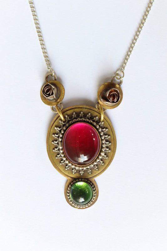 Pink and Green Pendant Necklace