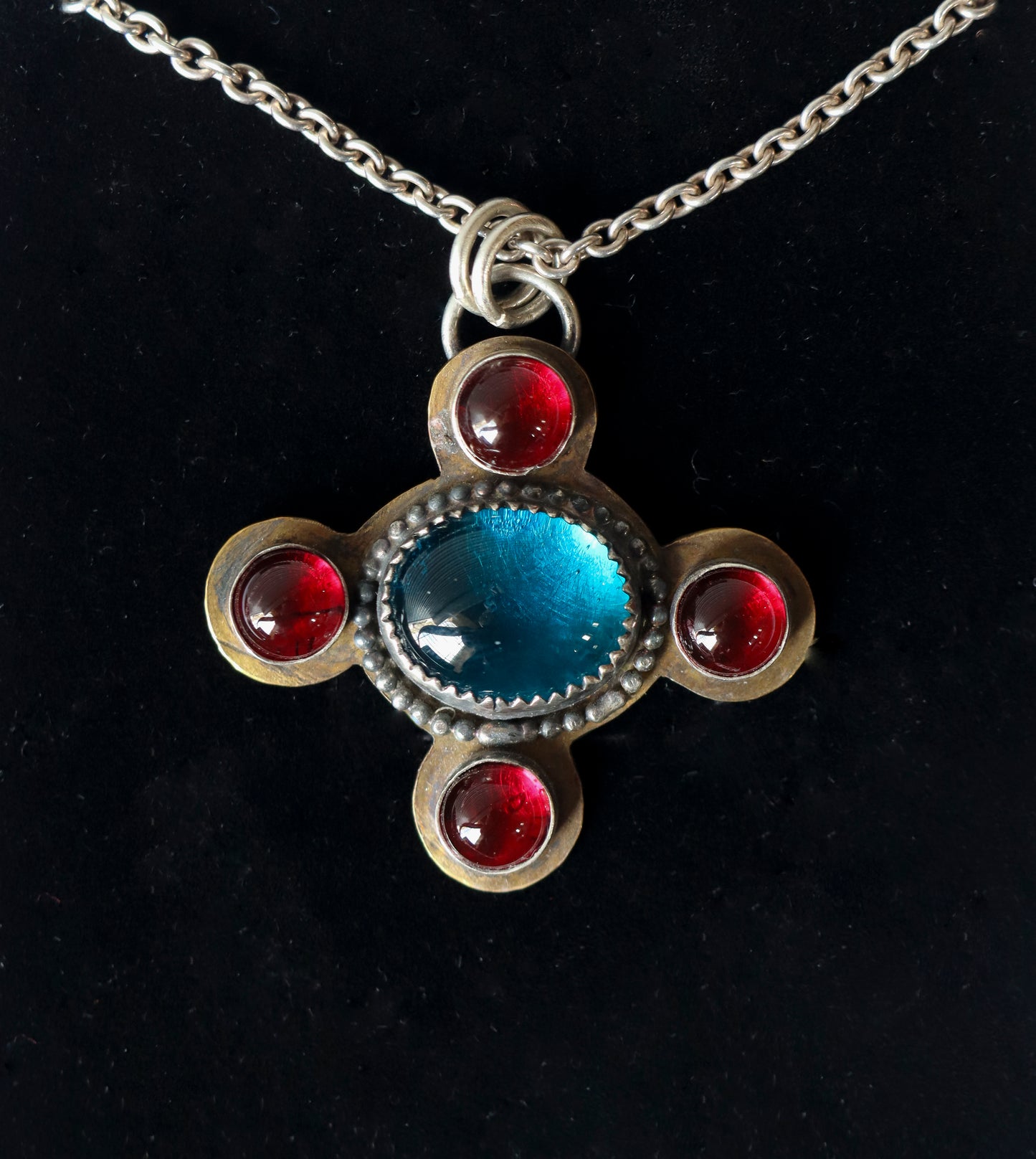 Blue and Red Pendant Necklace