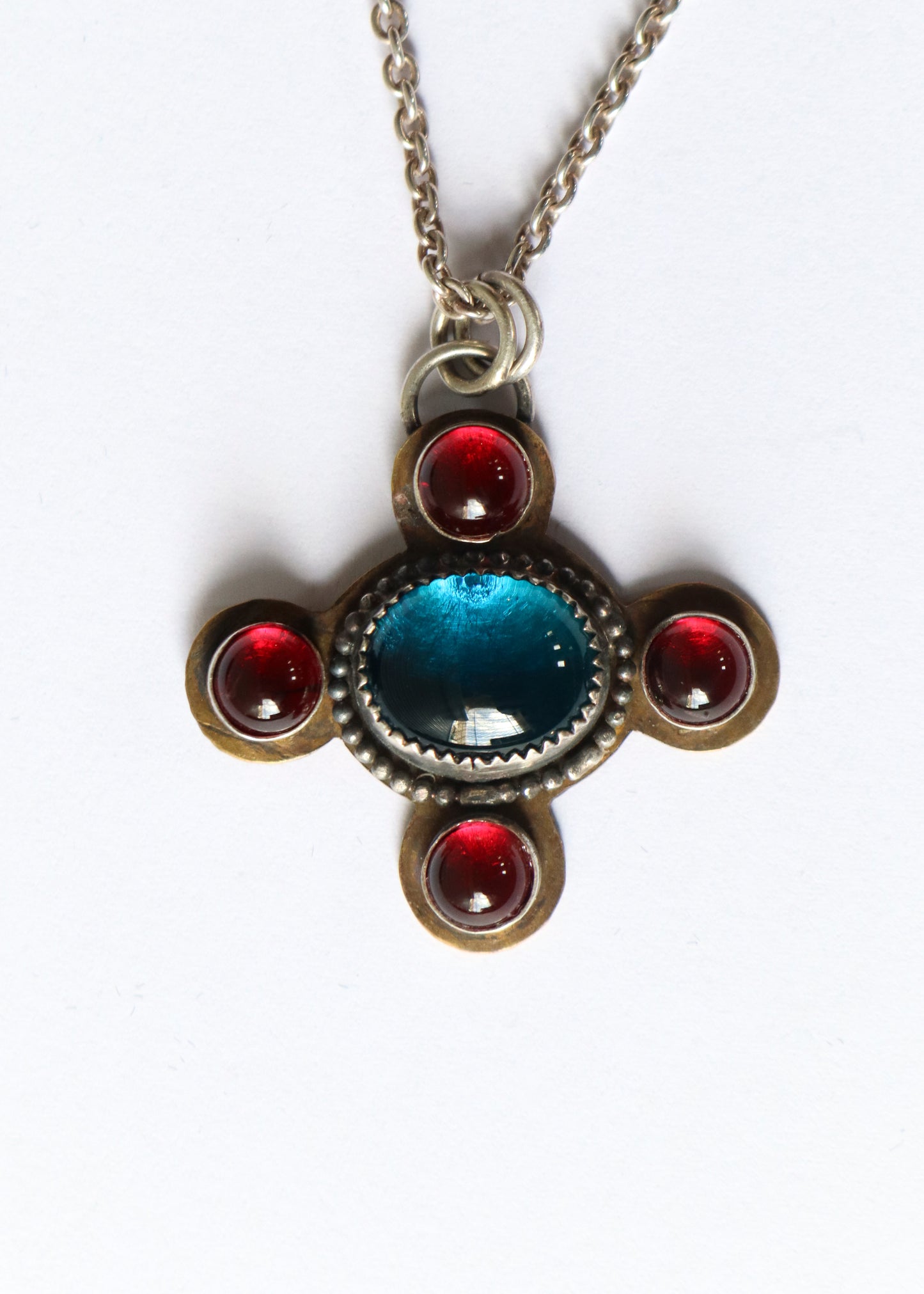 Blue and Red Pendant Necklace