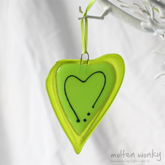 Wonky Love Heart - green