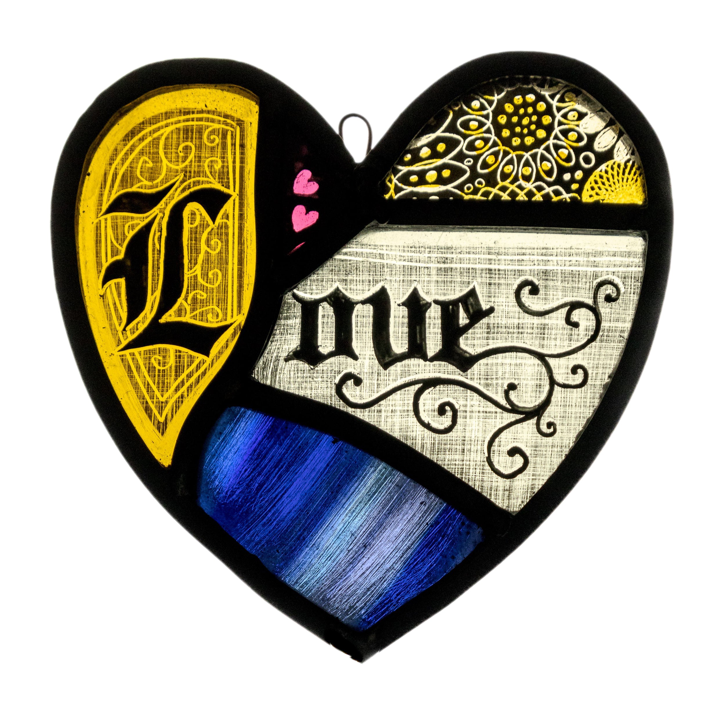 Handmade Jumble Heart Shaped panel Glass by Deborah Lowe Stained