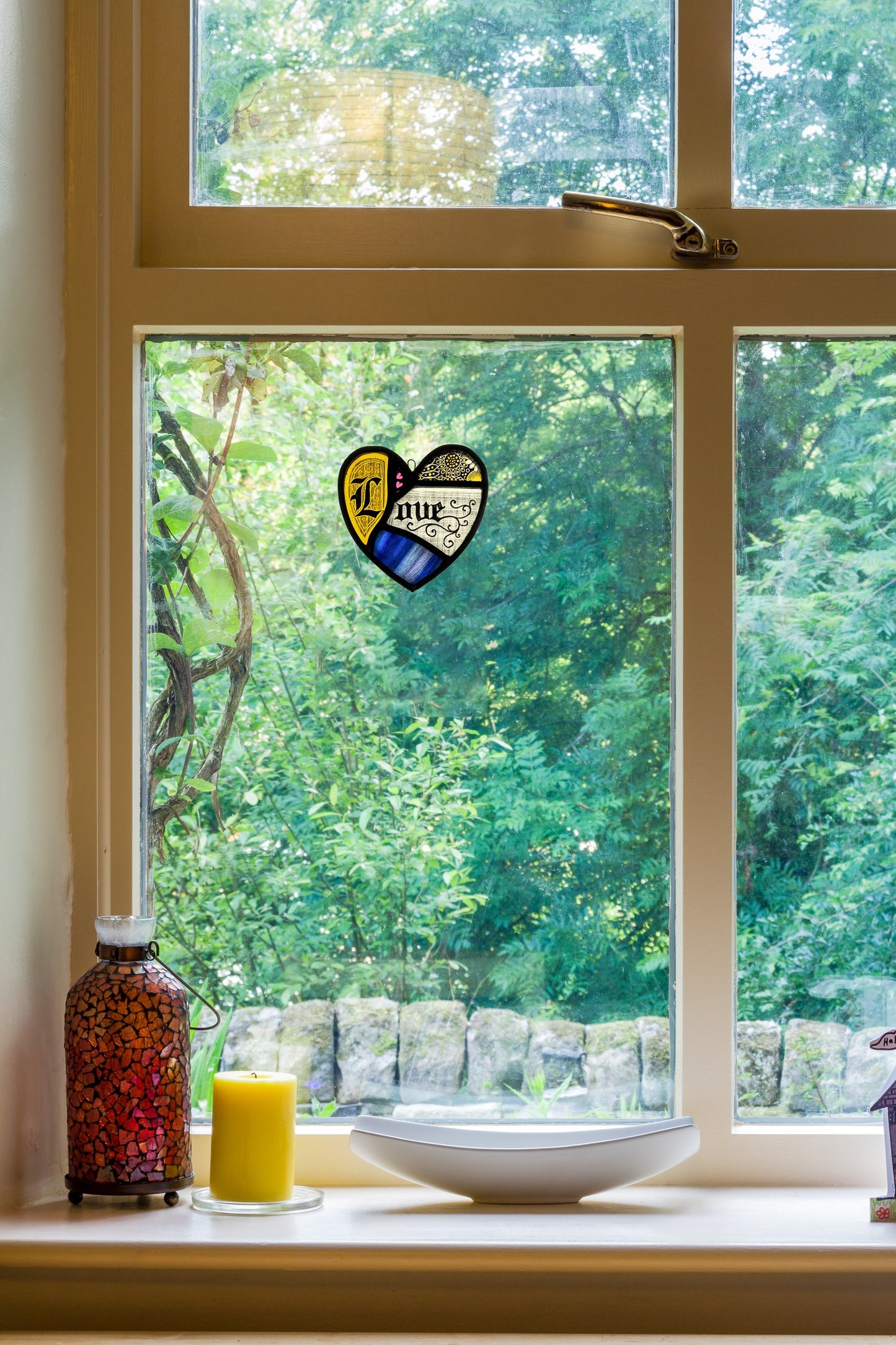 Handmade Jumble Heart Shaped panel Glass by Deborah Lowe